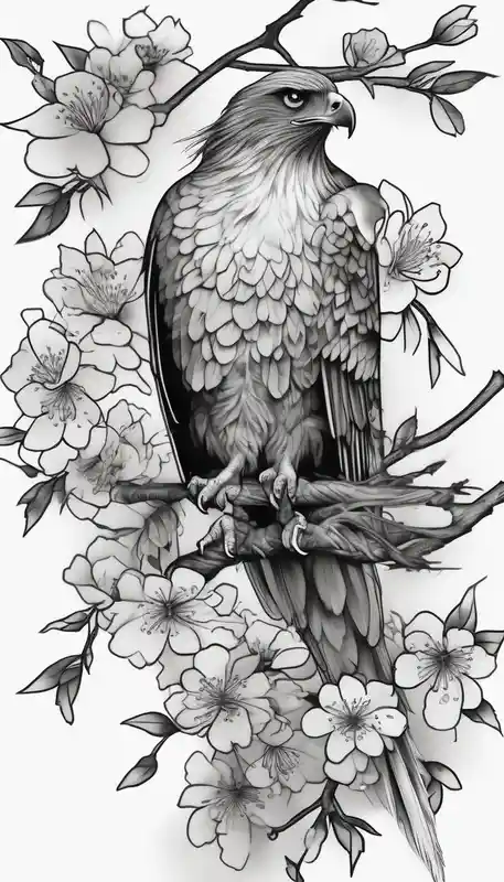 realistic style 2025年の伝統的なバラのタトゥーアイデア about traditional style
full leg sleeve with one hawk and cherry blossoms hawk-tuah and traditional style
full leg sleeve with one hawk and cherry blossoms hawk-tuah