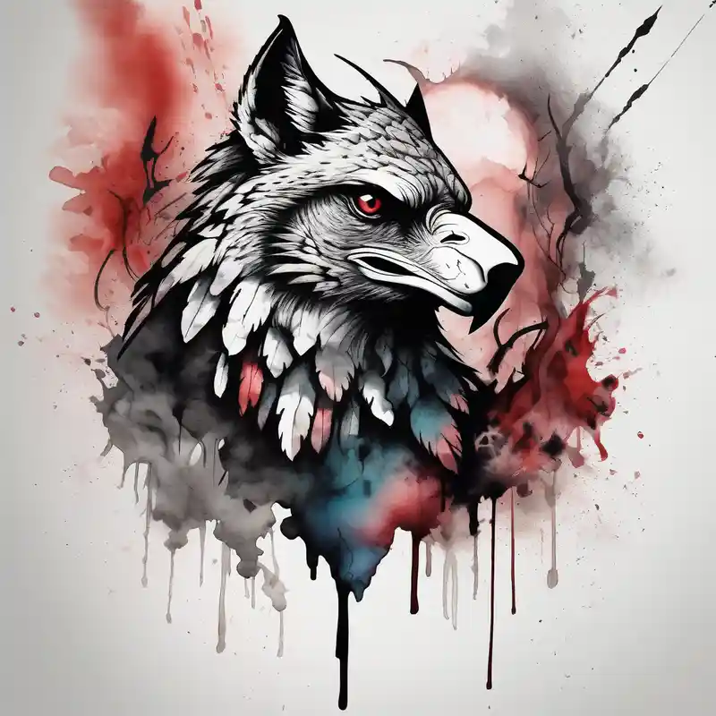 watercolor style Ideas de tatuajes de Hawk Tuah en 2025 about Black and grey tattoo of a Hawk beside a wolf in nature hawk-tuah and Black and grey tattoo of a Hawk beside a wolf in nature hawk-tuah