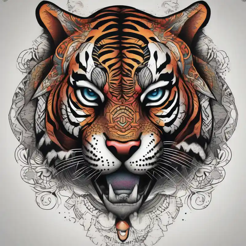 dotwork style Hawk Tuah Tattoo Ideas in 2025 about tiger and a hawk eye face together hawk-tuah and tiger and a hawk eye face together hawk-tuah