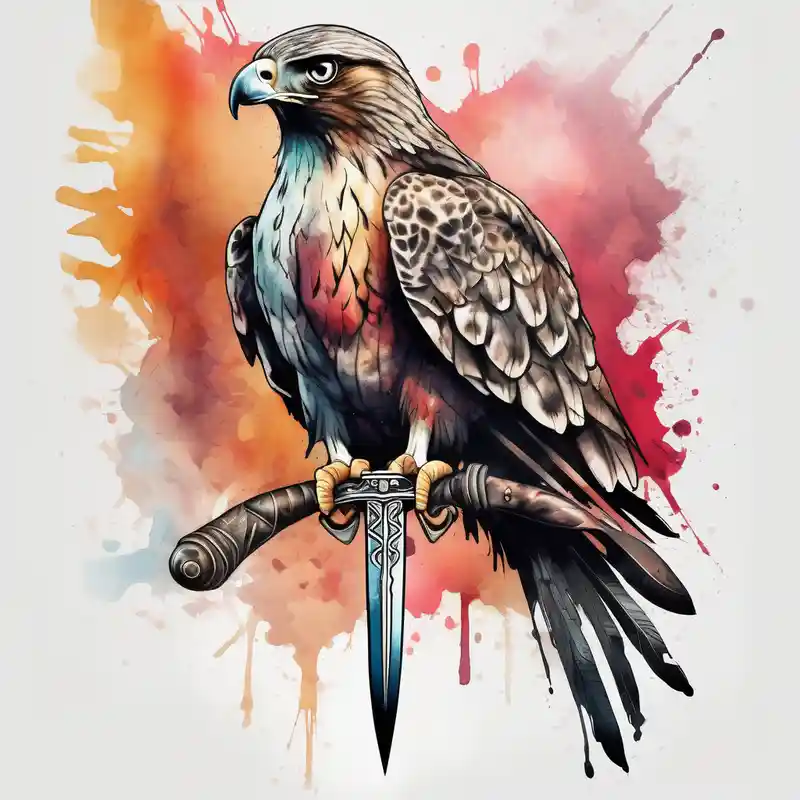 watercolor style Hawk Tuah Tattoo Ideas in 2025 about Hawk on sword hawk-tuah and Hawk on sword hawk-tuah