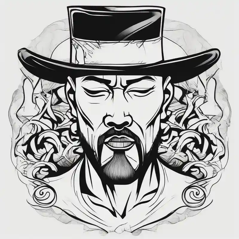 japanese style Heartbroken Tattoo Ideas in 2025 & free generation about bald heartbroken man closeup goatee black hat and bald heartbroken man closeup goatee black hat