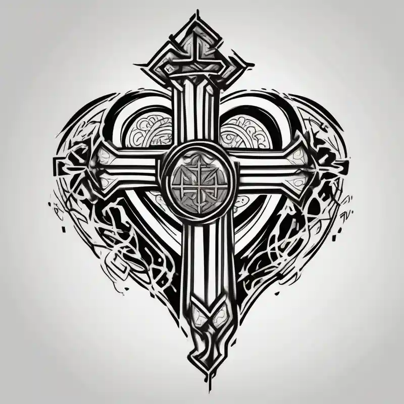 japanese style Heartbroken Tattoo Ideas in 2025 & free generation about Heartbroken wit a cross and a heart that say destiny and Heartbroken wit a cross and a heart that say destiny