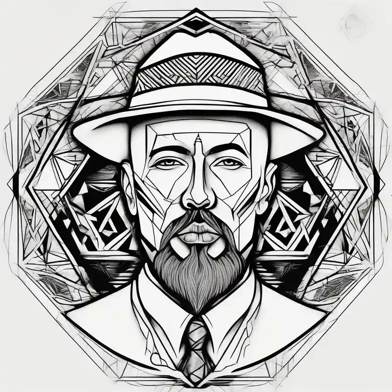 geometric style Heartbroken Tattoo Ideas in 2025 & free generation about bald heartbroken man closeup goatee black hat and bald heartbroken man closeup goatee black hat