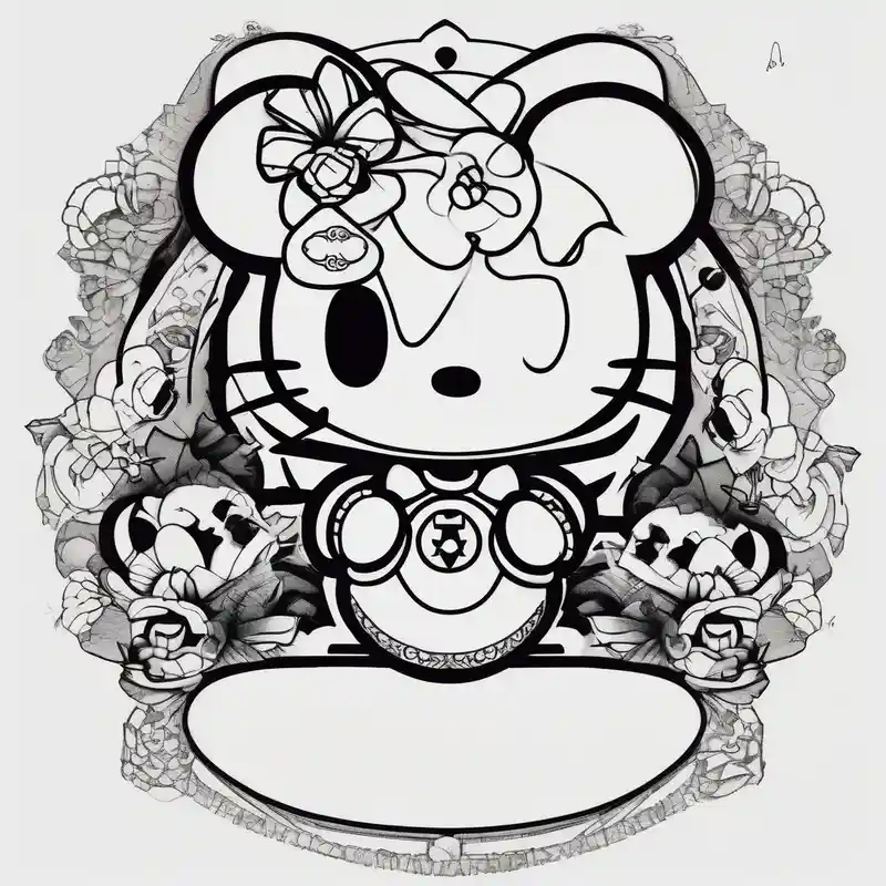 blackwork style Hello Kitty Tattoo Ideas in 2025 about hello kitty with mickey mouse hello-kitty and hello kitty with mickey mouse hello-kitty