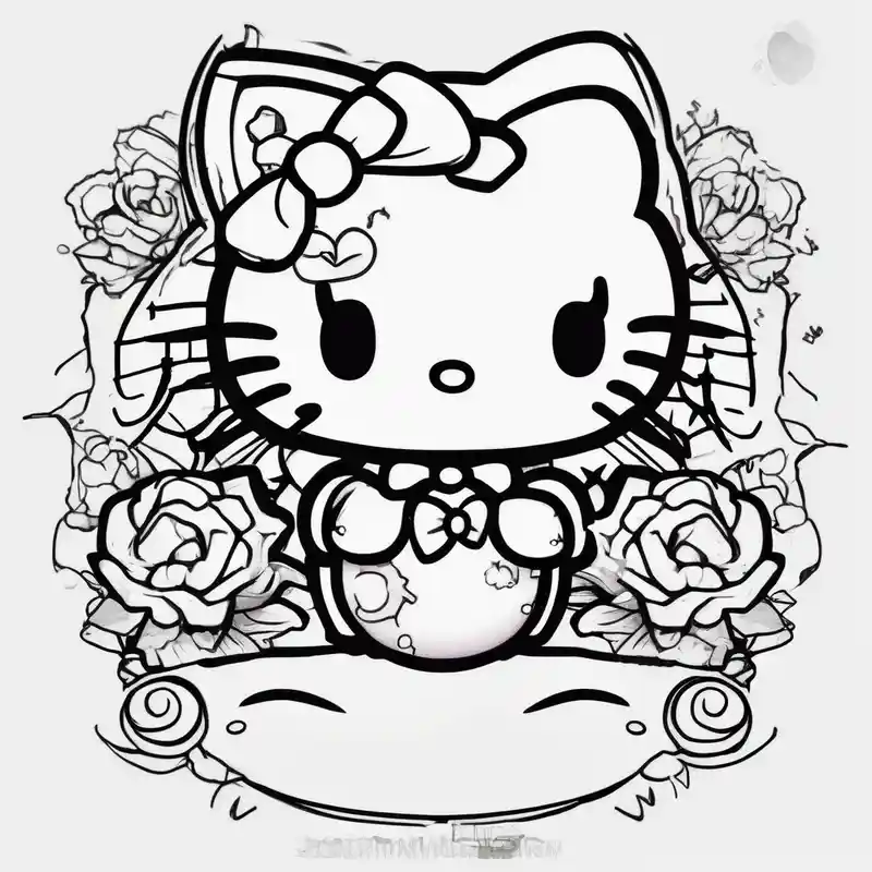 sketch style Hello Kitty Tattoo Ideas in 2025 about Hello kitty and girly cartoon caracters hello-kitty and Hello kitty and girly cartoon caracters hello-kitty