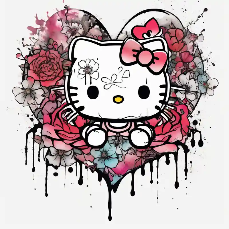 watercolor style Hello Kitty Tattoo Ideas in 2025 about Hello kitty with hearts and flowers hello-kitty and Hello kitty with hearts and flowers hello-kitty