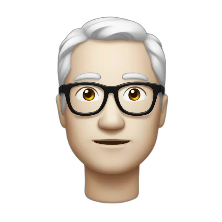 Homme avec des lunettes, peau très blanche, imberbe et les cheveux noirs
