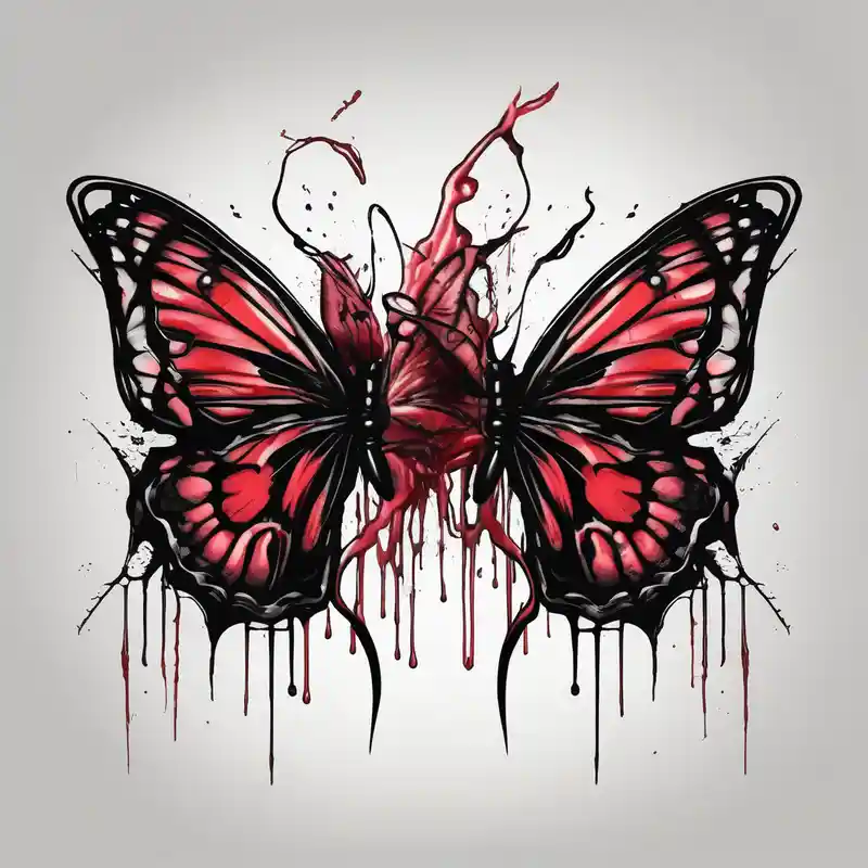 sketch style Idées de tatouages Second Skin en 2025 about Bleeding butterfly and a second one who is in mental horror style and his placement is right and down from the first one and Bleeding butterfly and a second one who is in mental horror style and his placement is right and down from the first one