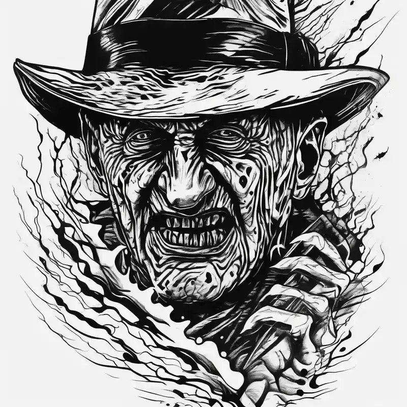 surreal style Horror Tattoo Ideas in 2025 about Realistic horror movie Freddy Krueger and Realistic horror movie Freddy Krueger