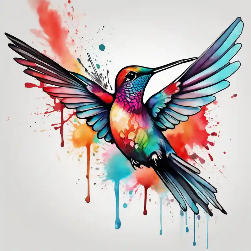 watercolor style 2025年のハチドリタトゥーアイデア about Hummingbird and Hummingbird