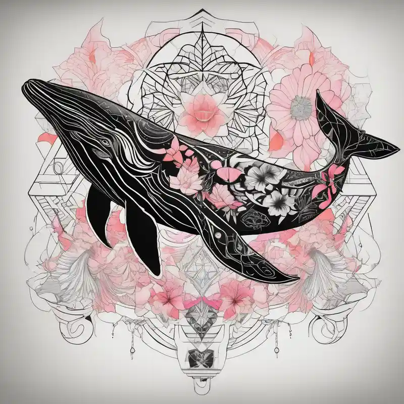 geometric style Color Tattoo Ideas in 2025 about Surreal and whale