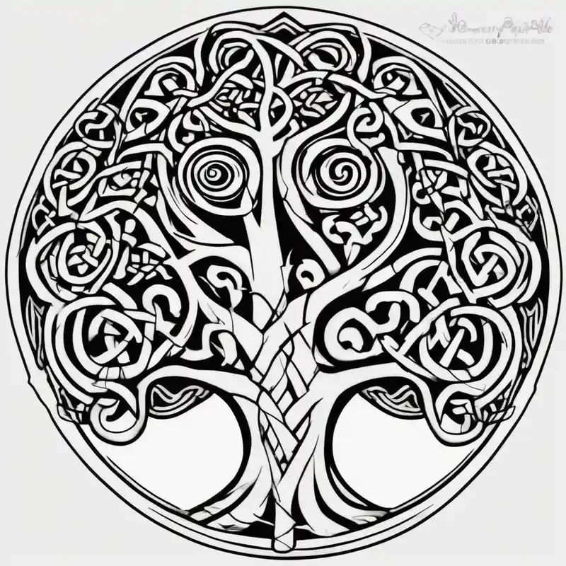 cartoon style 2025年のアイリッシュタトゥーアイデア about Irish shoulder tattoo and that is non-religious and has a Celtic tree