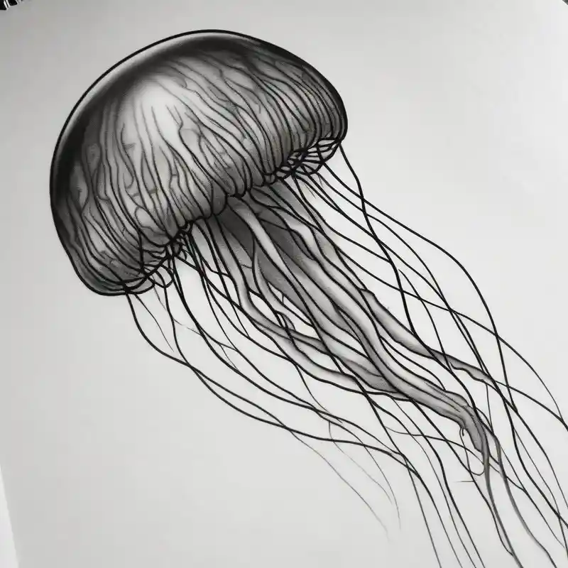realistic style 2025年のクラゲのタトゥーのアイデア about Delicate jellyfish long thin and Delicate jellyfish long thin