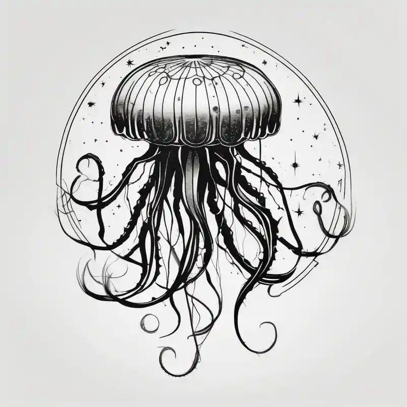 3d style 2025年のクラゲのタトゥーのアイデア about Small jellyfish with Scorpio Star constellation behind it and Small jellyfish with Scorpio Star constellation behind it