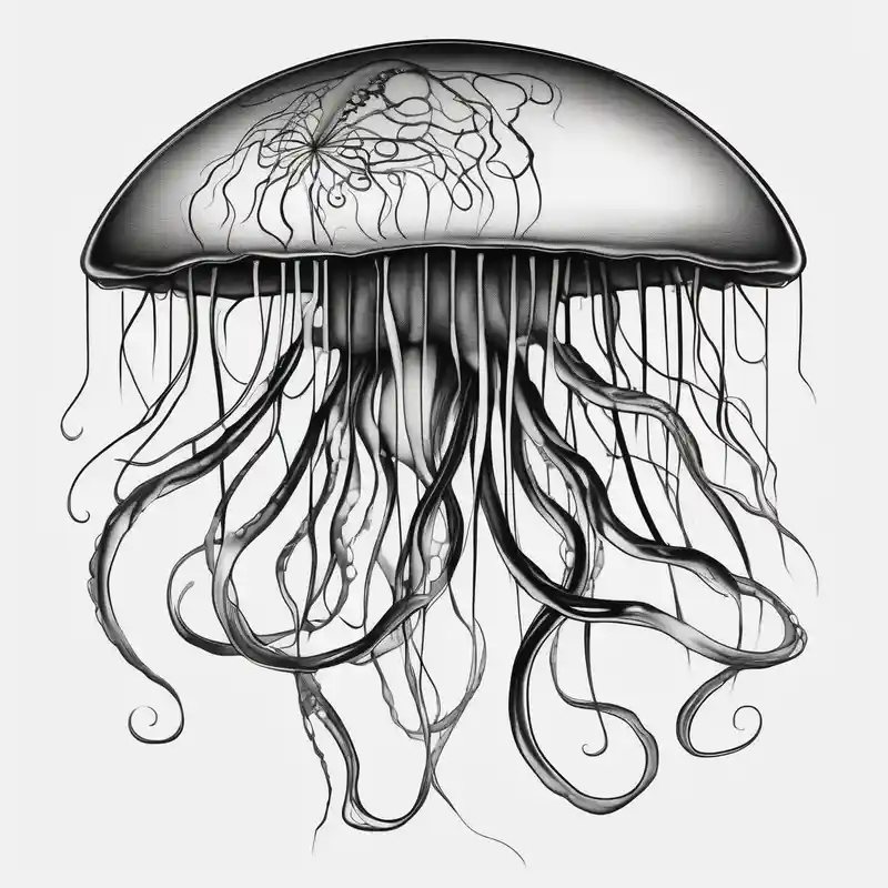 surreal style 2025年のクラゲのタトゥーのアイデア about Delicate jellyfish long thin and Delicate jellyfish long thin