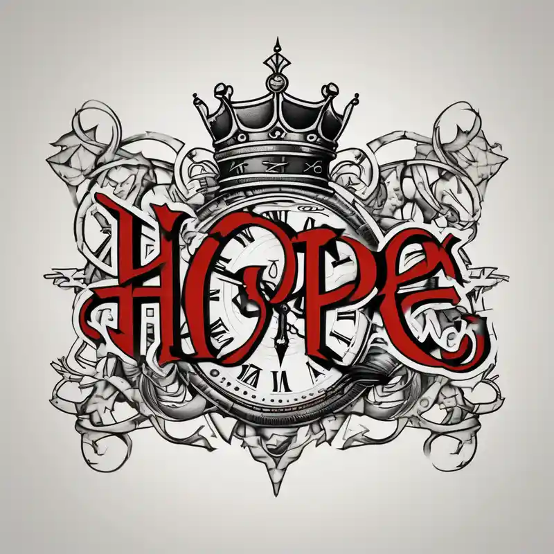 old school style Crow Tattoo Ideas in 2025 about HOPE lettering and broken clock