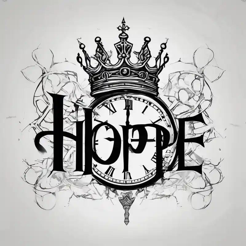 sketch style Crow Tattoo Ideas in 2025 about HOPE lettering and broken clock