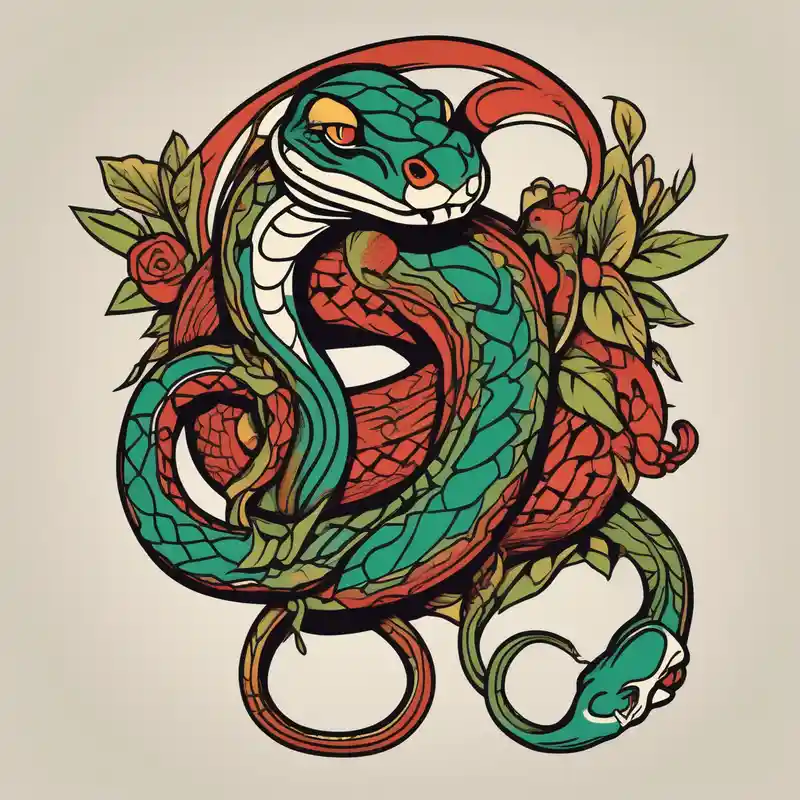 old school style Snake Tattoo Ideas and Designs in 2024 about The snake Jogurmund that goes around my leg the whole length and and the head eats the tail leg-ideas