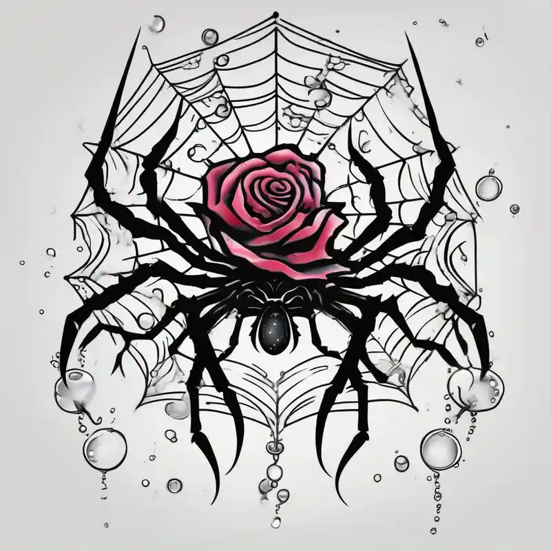 blackwork style Star Tattoo Ideas and Designs in 2024 about Spiders with long legs and rose with bubbles & tramp stars leg-men