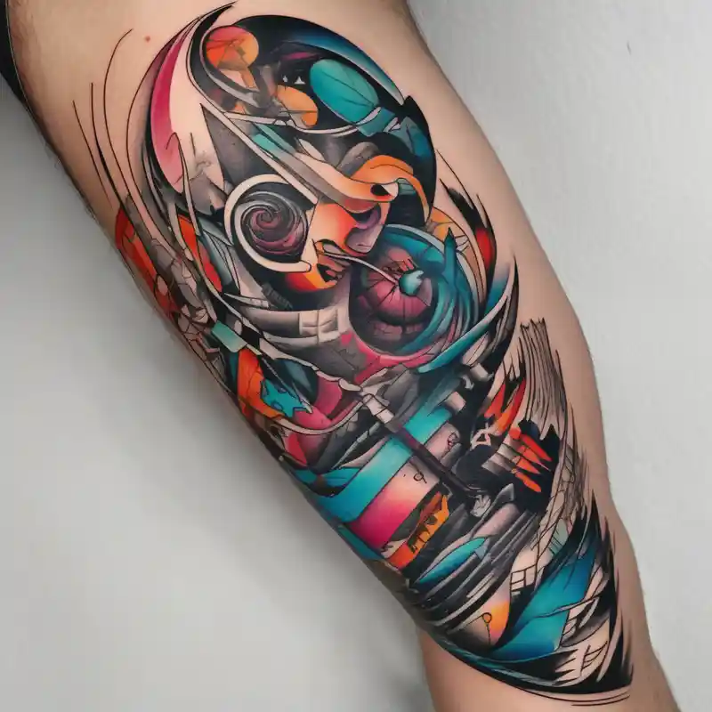 surreal style Idées de tatouages sur la jambe en 2025 &Générer gratuitement about tattoo about travel for mans leg leg-men and tattoo about travel for mans leg leg-men