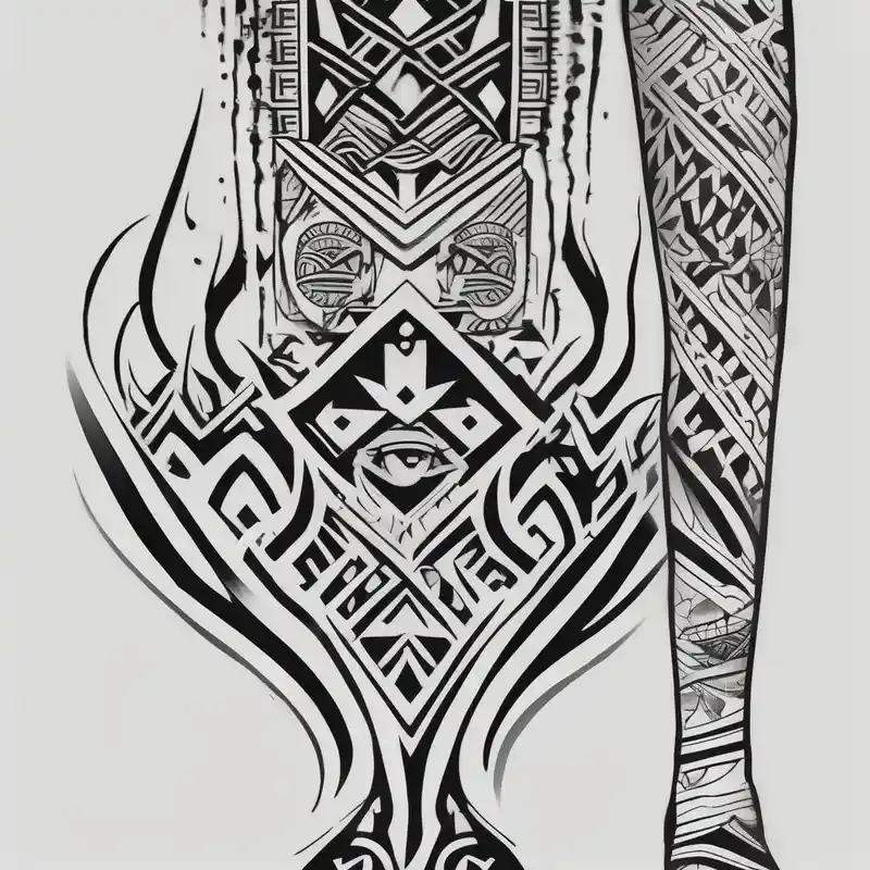 blackwork style Leg Tattoo Ideas and Designs in 2025 & free generation about columbian tribal tattoo on leg leg-men and columbian tribal tattoo on leg leg-men