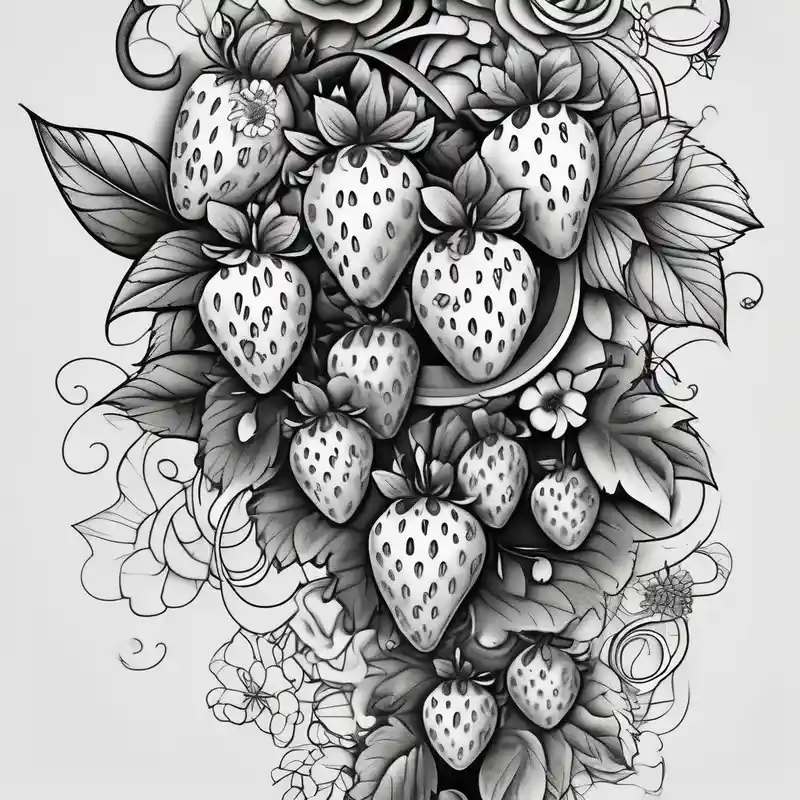 surreal style Ideas de tatuajes de mariposas en 3D para 2025 about Strawberry and raspberries