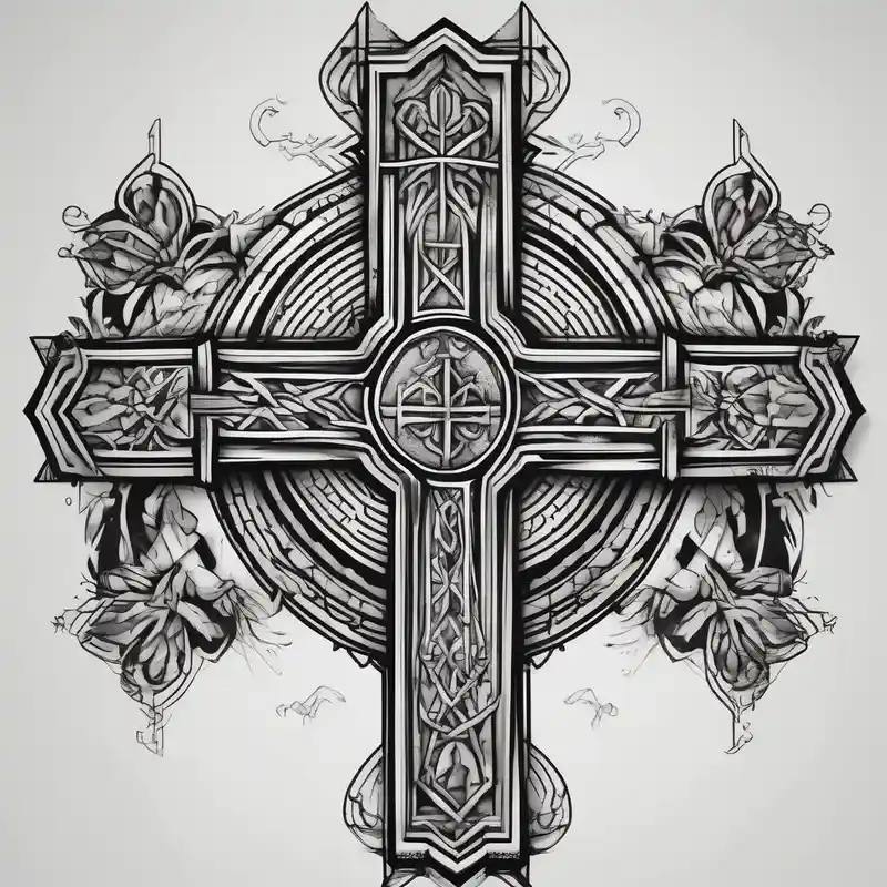 blackwork style Ideas para tatuajes bíblicos en 2025 & Generar gratis about Forearms sleeve biblical cross male-sleeve-designs and Forearms sleeve biblical cross male-sleeve-designs