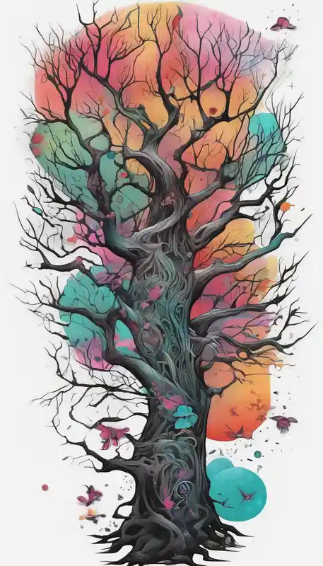 surreal style Star Leg Tattoo Ideas in 2025 & free generation about Full arm sleeve that starts with trees on the forearm male-sleeve and Full arm sleeve that starts with trees on the forearm male-sleeve