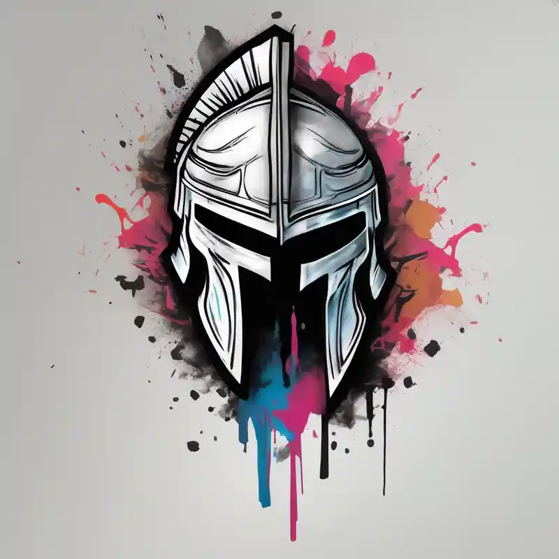 watercolor style White Ink Tattoo Ideas in 2025 about Spartan helmet forearm sleeve and black and white