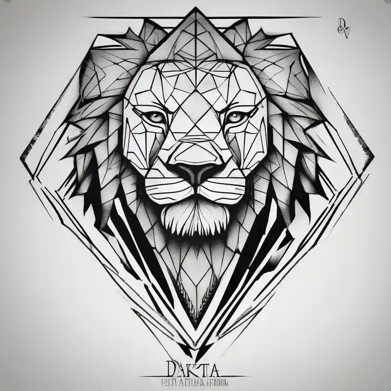 geometric style ダック・プレスコットのレッグタトゥーアイデア 2025年 about Dawson and dakota names integrated into a mean lion tattoo sleeve male-sleeve and Dawson and dakota names integrated into a mean lion tattoo sleeve male-sleeve