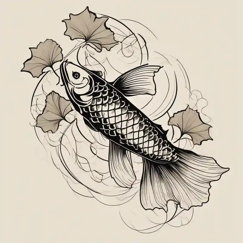 japanese style Koi Fish Tattoo Ideas in 2025 & free generation about Koi fish and ginkgo leaf