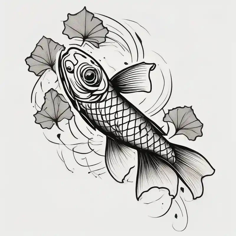 blackwork style Koi Fish Tattoo Ideas in 2025 & free generation about Koi fish and ginkgo leaf