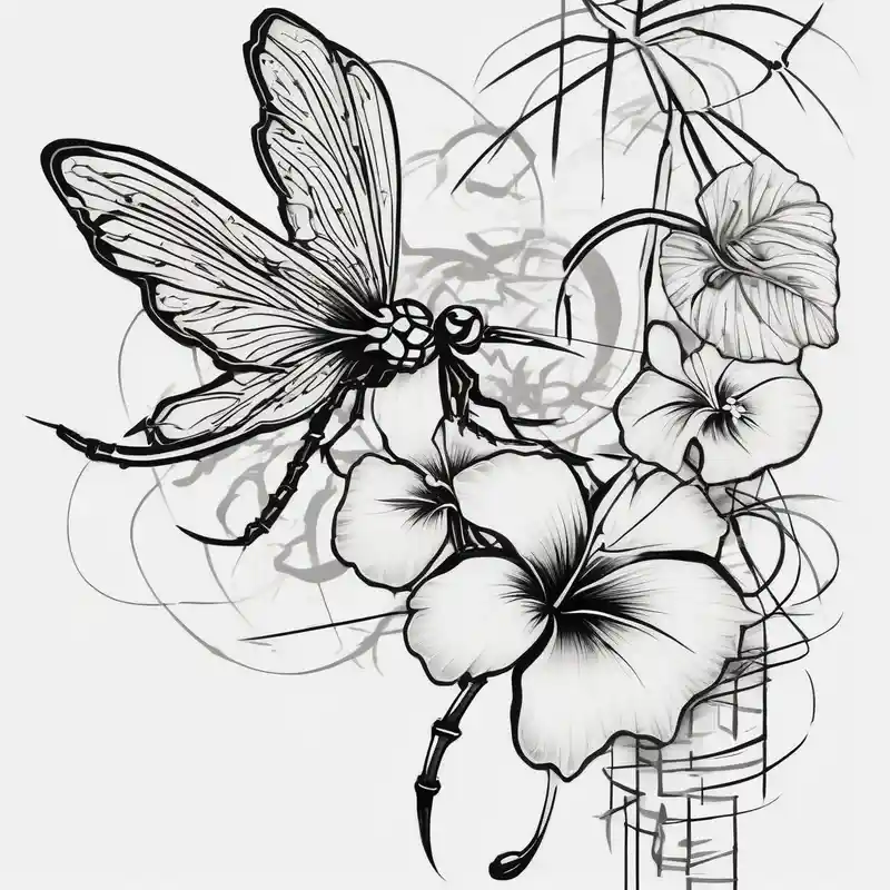 japanese style Dragonfly Tattoo Ideas in 2025 about bamboo branch and monstera leaf