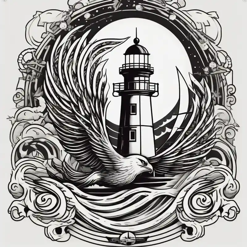 old school style Signification et Designs du Tatouage Phénix en 2025 &Générer gratuitement about phoenix survolant un voilier. lune. phare marin marine-corps and phoenix survolant un voilier. lune. phare marin marine-corps