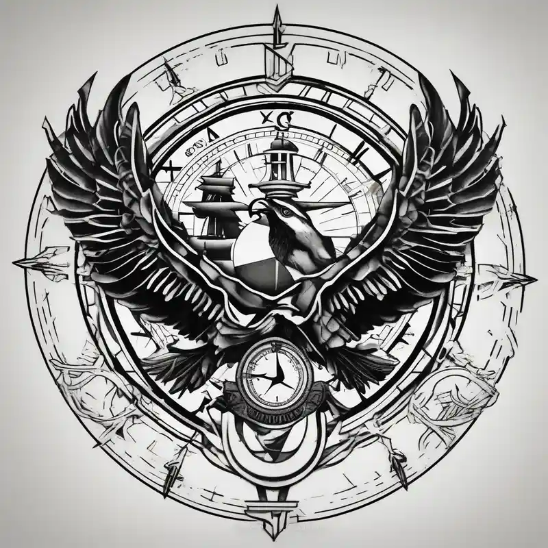 geometric style Clock Tattoo Ideas in 2024 about Clock face with arabic numerals with the Marine Corps Eagle and globe and Anchor around it marine-corps