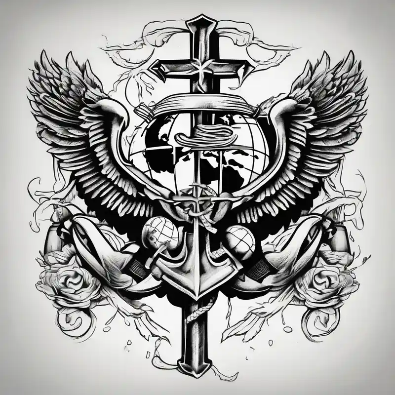 old school style Marine Corps Tattoo Regulations and Guidelines about Cross with marine corps eagle globe and anchor marine-corps and Cross with marine corps eagle globe and anchor marine-corps