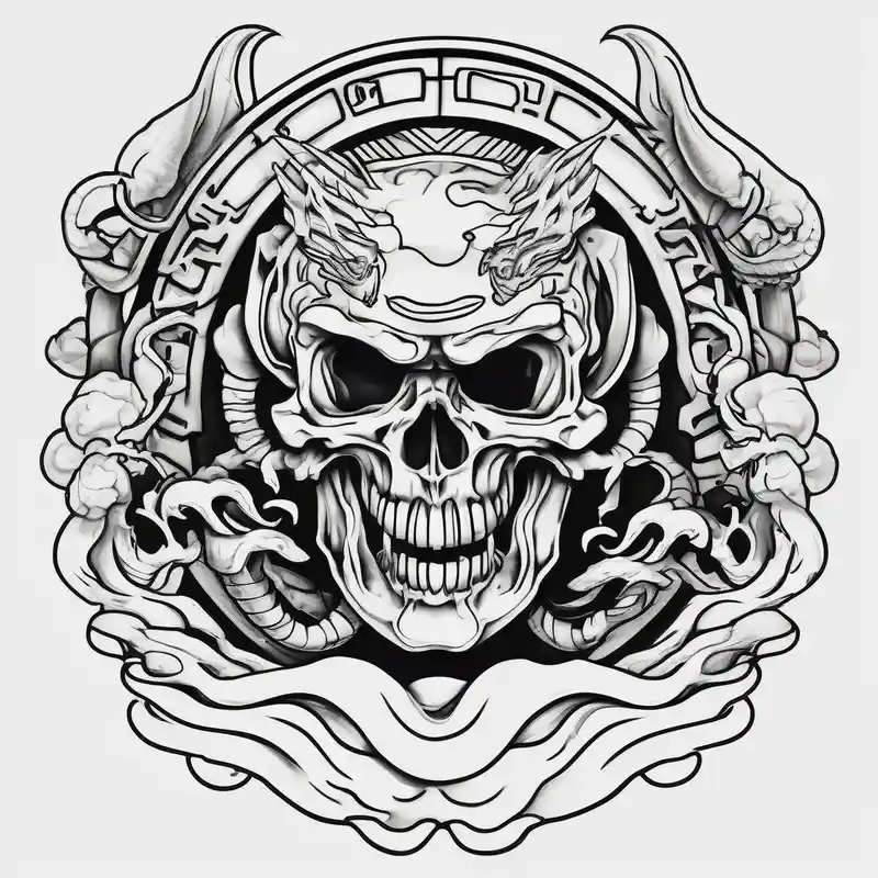 japanese style Clock Tattoo Ideas in 2024 about Marine Corps Elements: Surrounding the clock face and you could incorporate elements related to the Marine Corps. These could include marine-corps