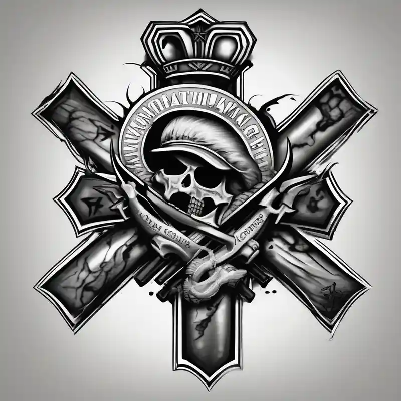 black and white style Marine Corps Tattoo Regulations and Guidelines about Cross and family