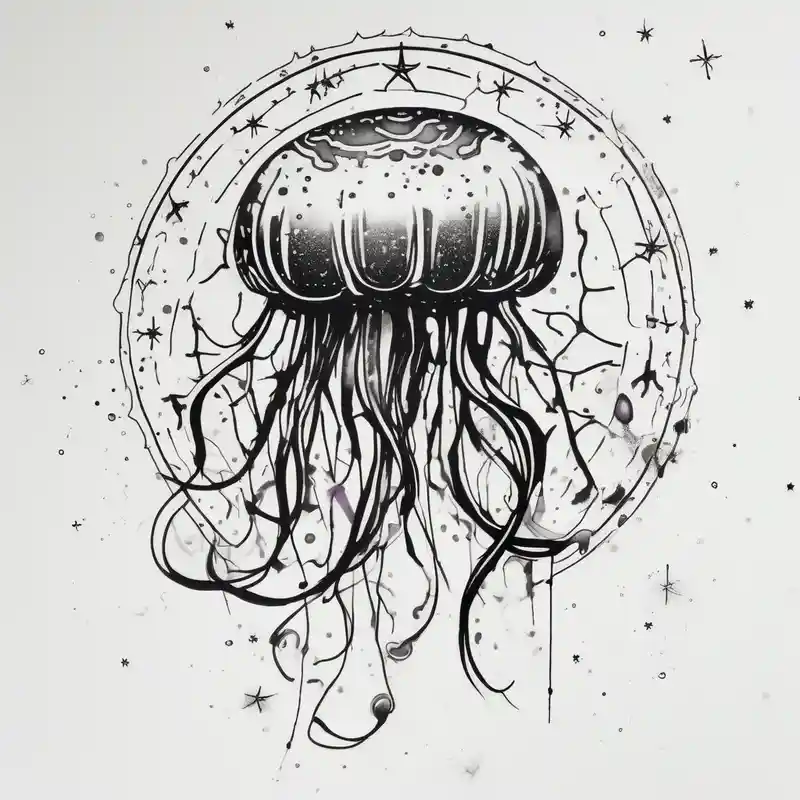 watercolor style 2025年のクラゲのタトゥーのアイデア about Small jellyfish with Scorpio Star constellation behind it mens-behind-the-ear and Small jellyfish with Scorpio Star constellation behind it mens-behind-the-ear