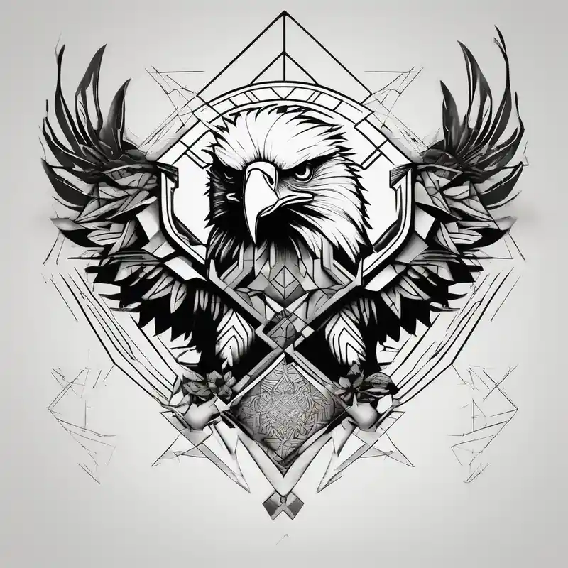 japanese style Men's Forearm Tattoo Ideas and Designs in 2024 about eagle and geometric