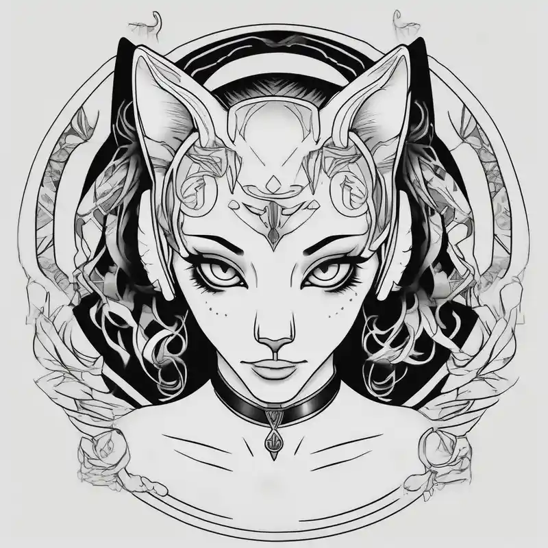 realistic style Sexy Women and Tattoos Tattoo Ideas in 2025 about Sexy cat waifu with her ears being rubbed mens-behind-the-ear and Sexy cat waifu with her ears being rubbed mens-behind-the-ear