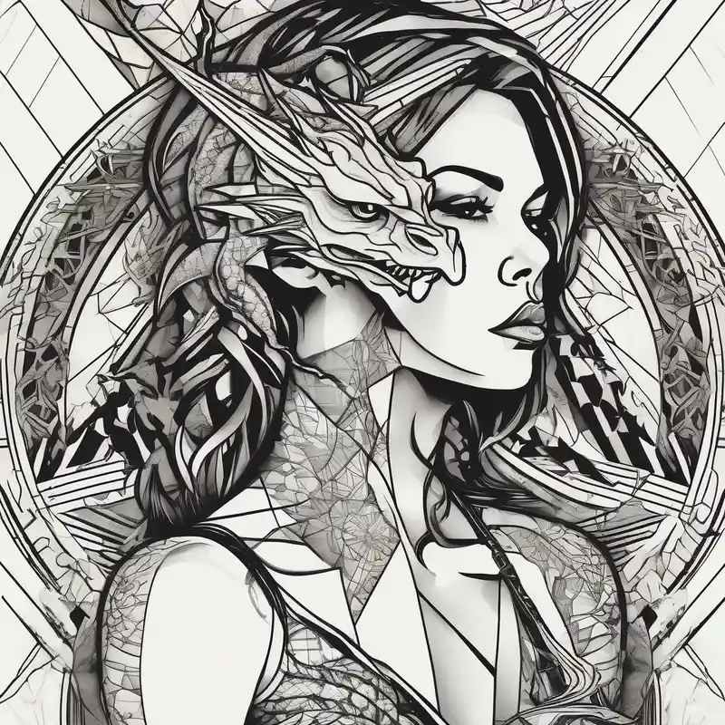 geometric style Dragon Tattoo Ideas in 2024 about Women holding a sword powerful beauty a dragon behind her fiercely mens-behind-the-ear and Women holding a sword powerful beauty a dragon behind her fiercely mens-behind-the-ear