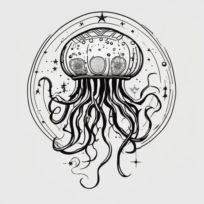 old school style 2025年のクラゲのタトゥーのアイデア about Small jellyfish with Scorpio Star constellation behind it mens-behind-the-ear and Small jellyfish with Scorpio Star constellation behind it mens-behind-the-ear