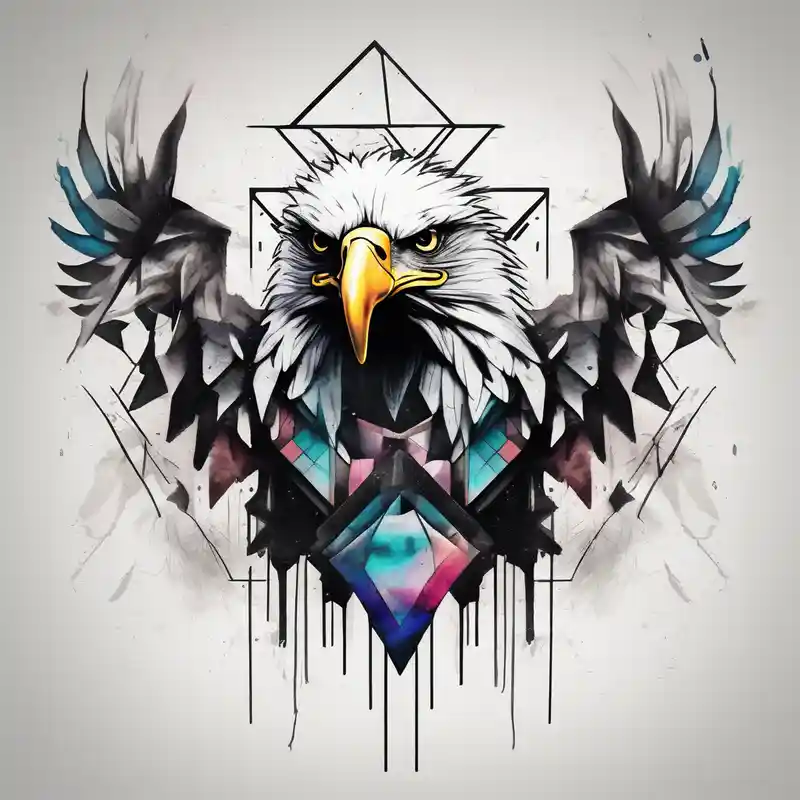 watercolor style Men's Forearm Tattoo Ideas and Designs in 2024 about eagle and geometric