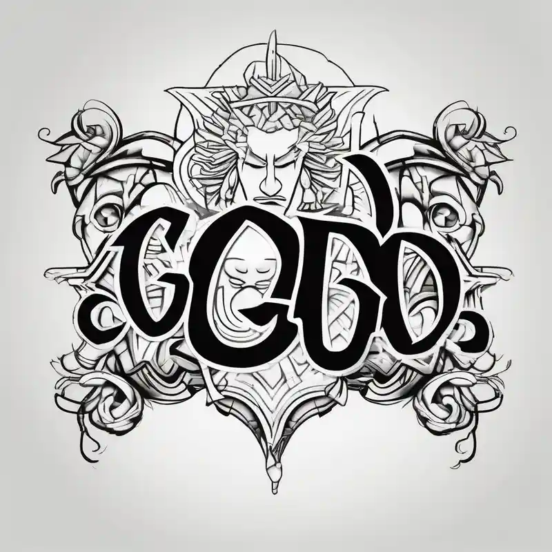 cartoon style Ideas para tatuajes bíblicos en 2025 & Generar gratis about The word God in a biblical text with cloud shading behind it mens-behind-the-ear and The word God in a biblical text with cloud shading behind it mens-behind-the-ear