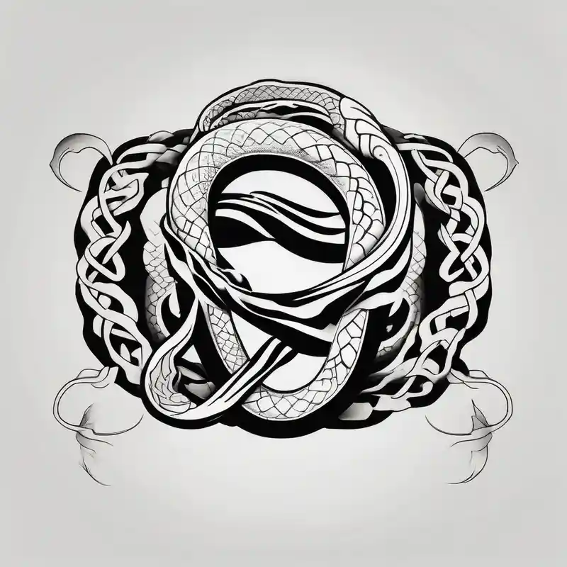 japanese style Snake Tattoo Ideas and Designs in 2025 & free generation about Ring neck snake forming an infinity symbol neck-male and Ring neck snake forming an infinity symbol neck-male