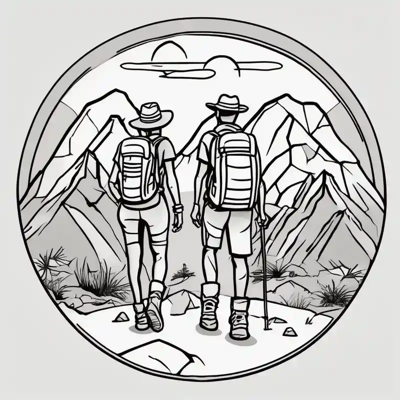 cartoon style Idées de tatouages féminins en 2025 about Male and female hikers in the southwest usa on the forearm neck-male and Male and female hikers in the southwest usa on the forearm neck-male