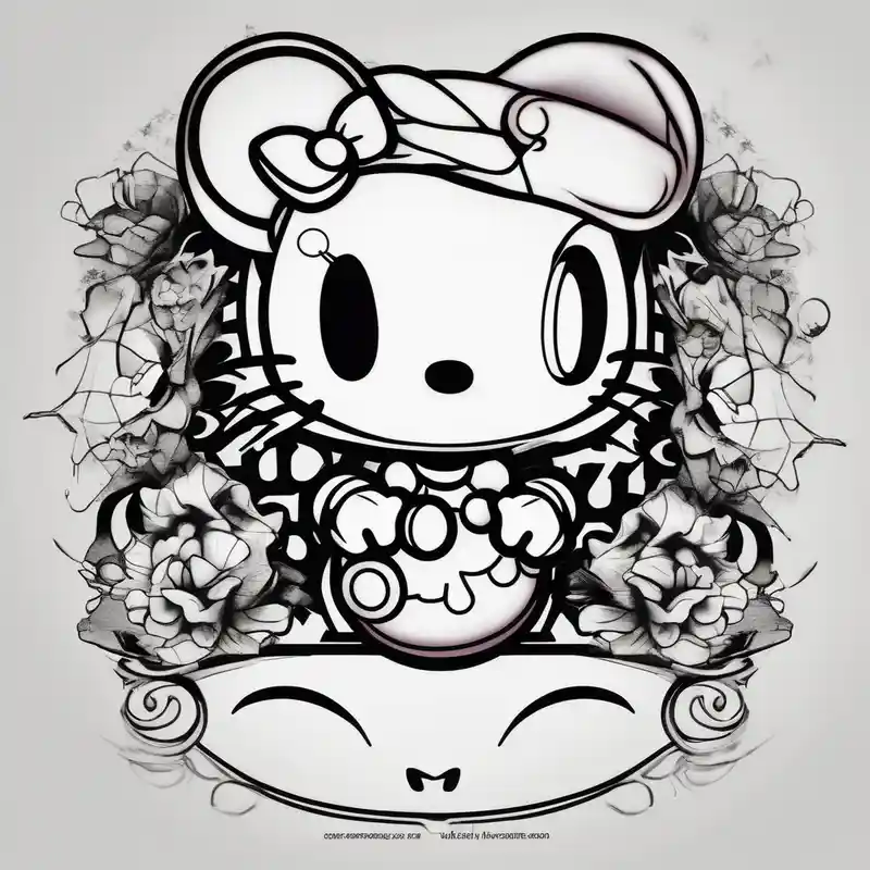 realistic style Tattoo Ninja Kitty Tattoo Ideas in 2025 about hello kitty with mickey mouse ninja-kitty and hello kitty with mickey mouse ninja-kitty