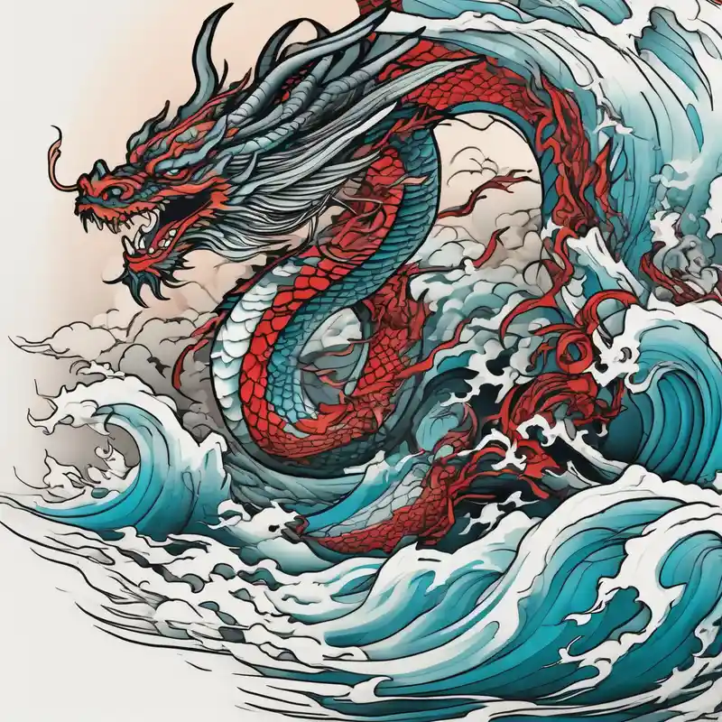 old school style Idées de tatouages océaniques en 2025 about The ocean for the left side. The dragon with sumie style for the right side. That dragon goes up and The ocean for the left side. The dragon with sumie style for the right side. That dragon goes up