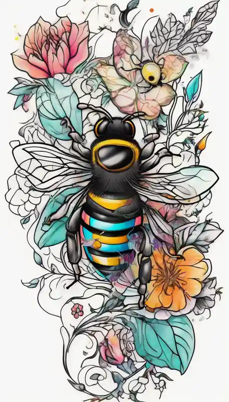 surreal style Outer Arm Tattoo Ideas in 2025 & free generation about Verticle arm wrap of dainty flowers and leaves with bee forearm outer-forearm-for-men and Verticle arm wrap of dainty flowers and leaves with bee forearm outer-forearm-for-men